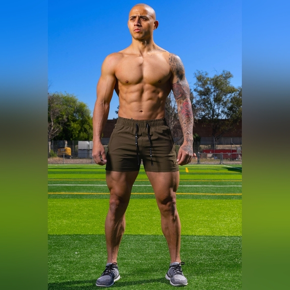 101 Bodybuilding Short Shorts Olive size S - Picture 2 of 4